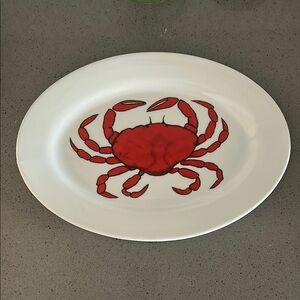 CORDON BLEU RED CRAB 12" OVAL Platter Summer Ocean Animal Dishware